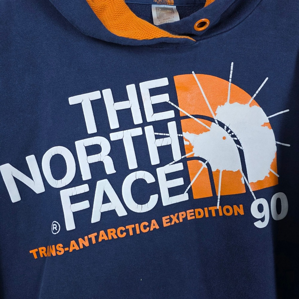 The North Face Trans Antarctica Expedition 90 Navy Orange Hoodie Mens XL - Picture 4 of 8
